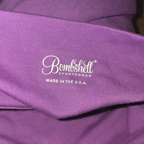 BOMBSHELL SPORTSWEAR 2pc XS Purple Logo Sports Bra Magenta Mohawk Leggings Lot - Picture 6 of 7